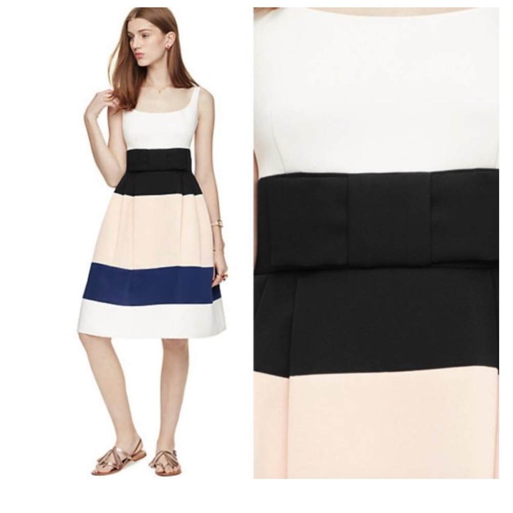 Kate Spade New York Fit and Flare Bow Color Block Dress